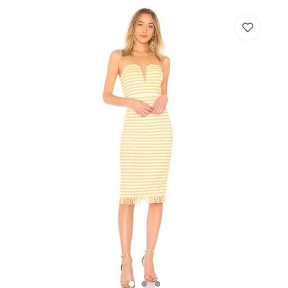 LPA Yellow Striped Strapless Dress